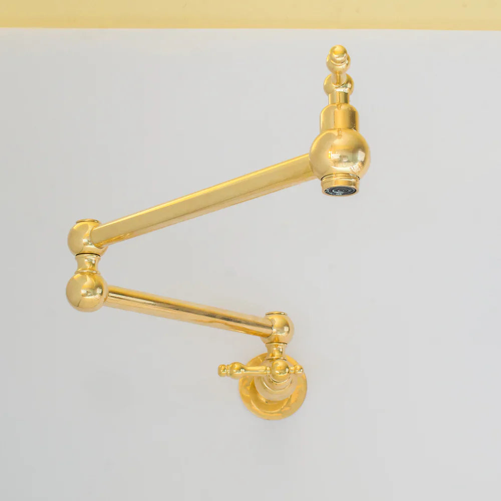 Unlacquered Brass Pot Filler Kitchen Faucet, Stove Pot, Wall Mount Pot Filler