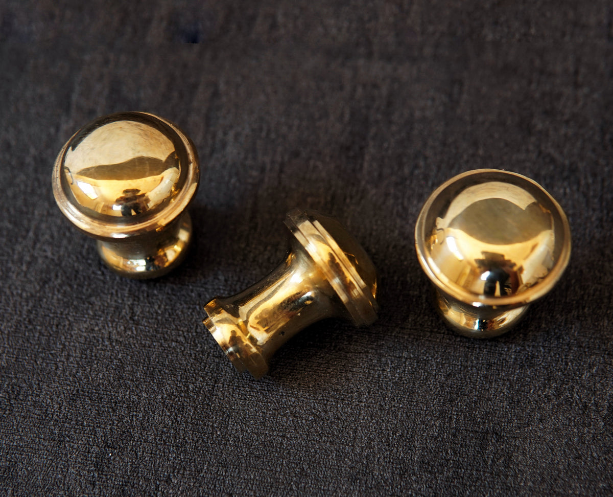 Unlacquered Brass Knobs, Antique Brass Round Knob, Vintage Cabinet Knobs