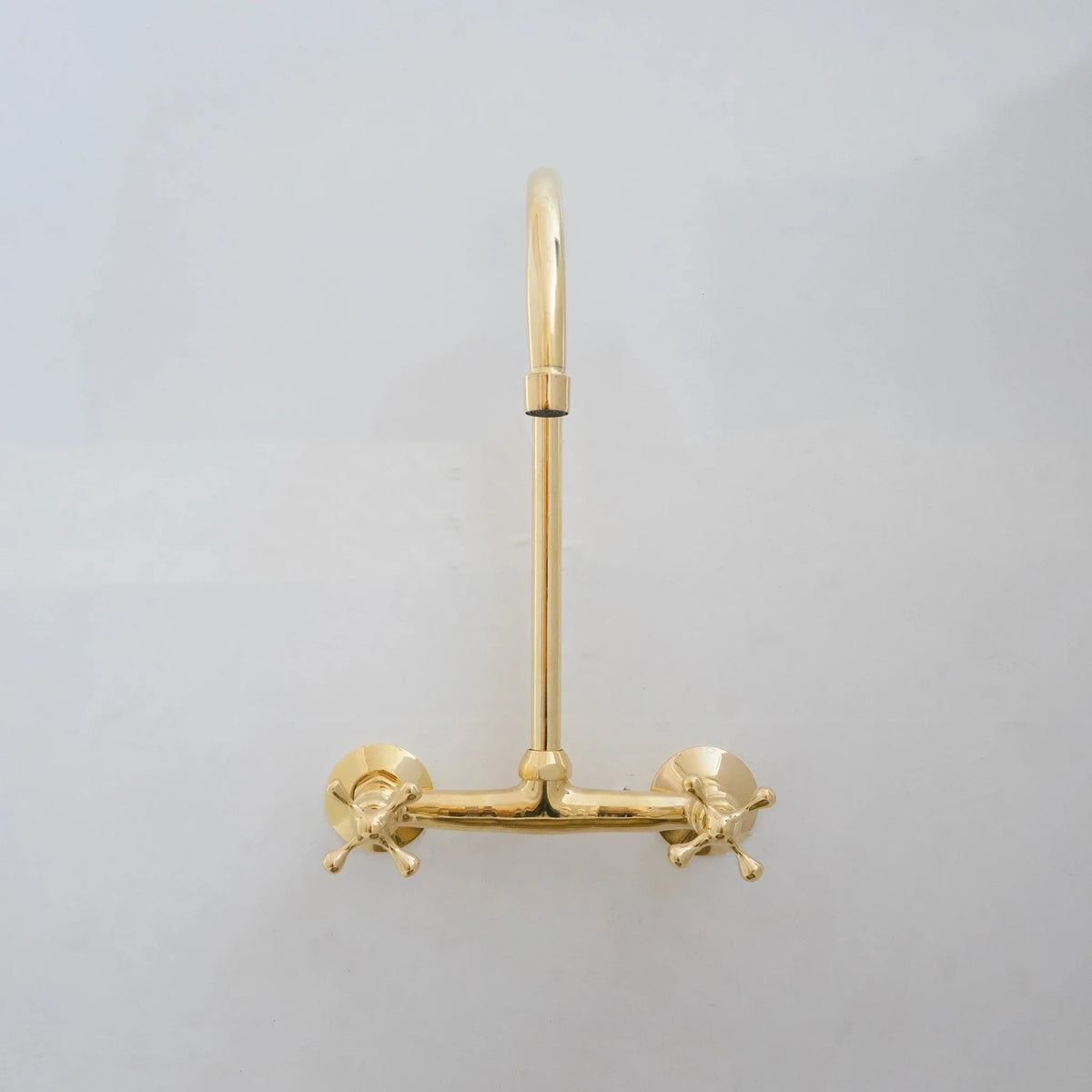 Unlacquered Brass Kitchen Wall Mount Faucet, Gooseneck Faucet