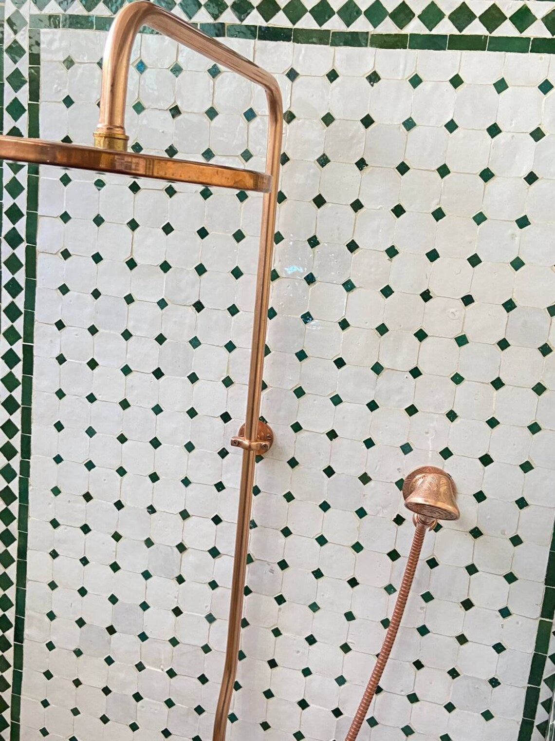 Unlacquered Copper Shower System with Handheld -  Exposed Copper Shower