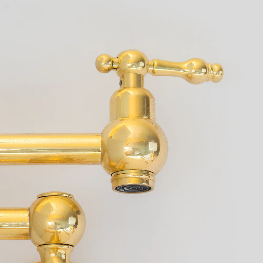 Unlacquered Brass Pot Filler Kitchen Faucet, Stove Pot, Wall Mount Pot Filler