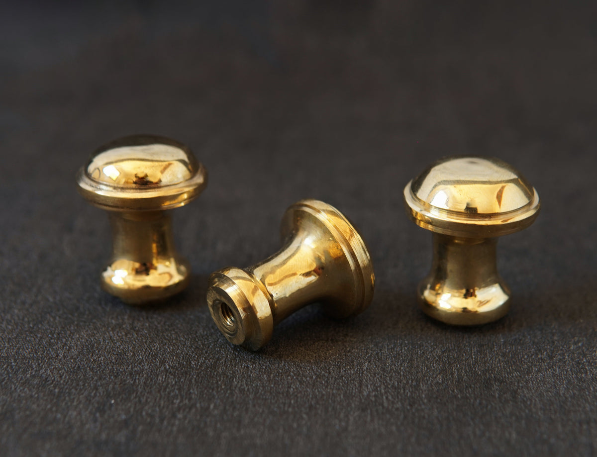 Unlacquered Brass Knobs, Antique Brass Round Knob, Vintage Cabinet Knobs