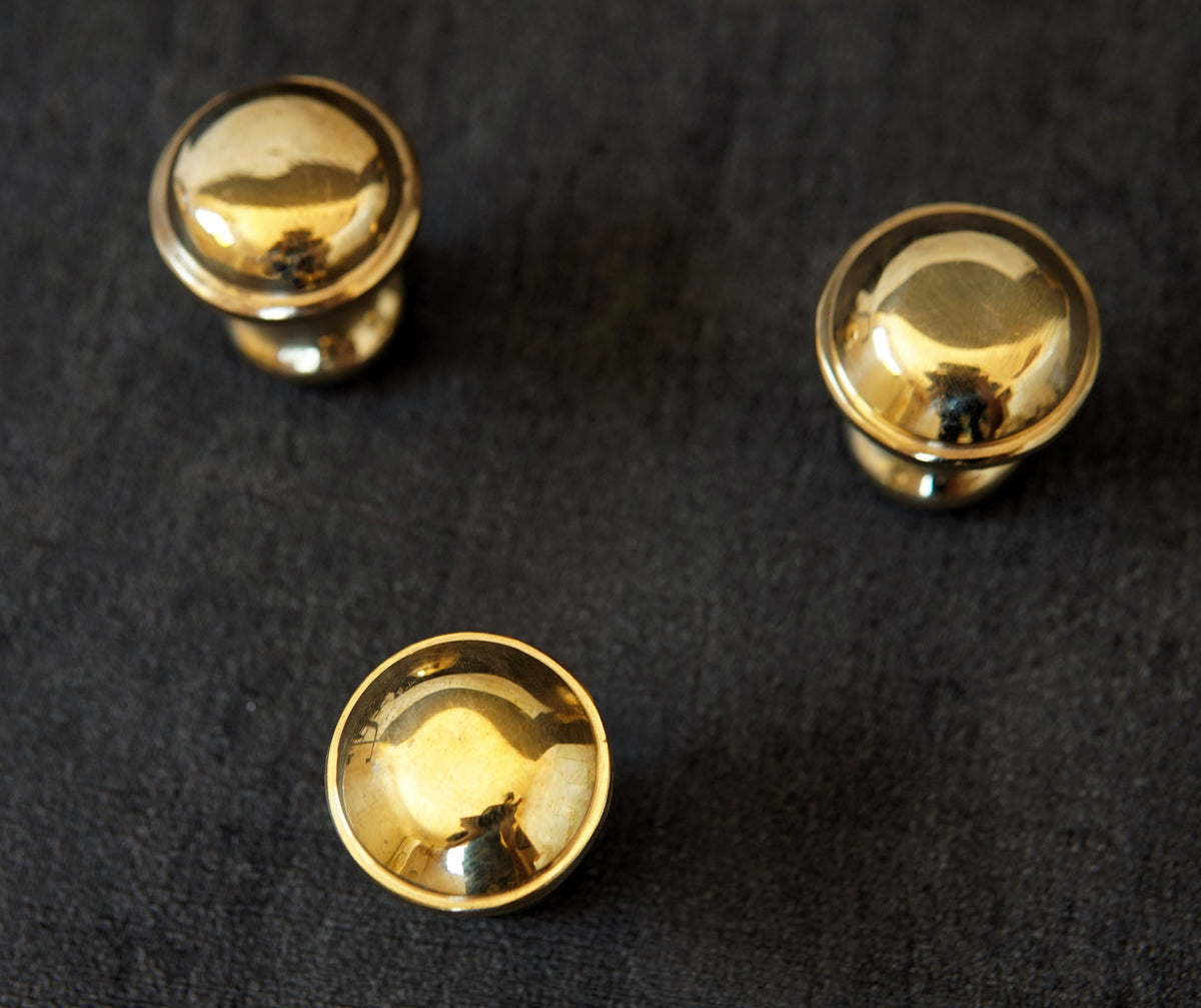 Unlacquered Brass Knobs, Antique Brass Round Knob, Vintage Cabinet Knobs