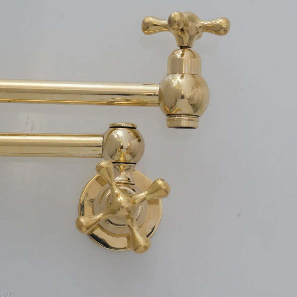 Unlacquered Brass Pot Filler Kitchen Faucet, Stove Pot, Wall Mount Pot Filler