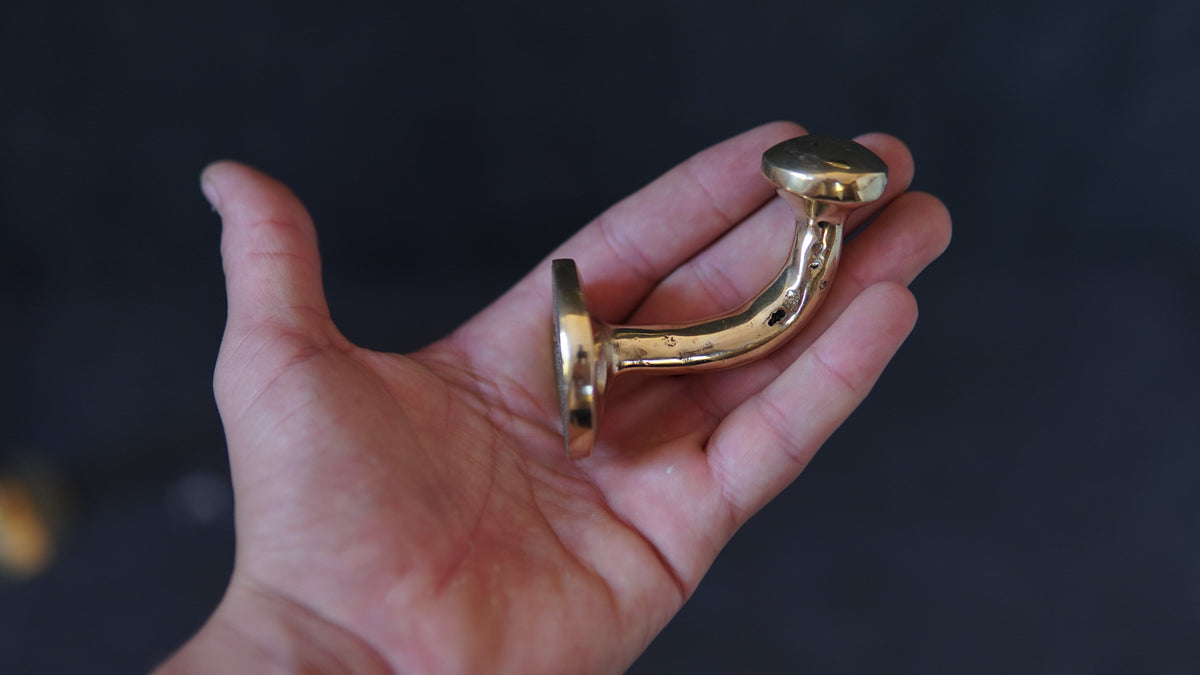 Unlacquered Solid Brass Hook, Multi use Hook For Storage