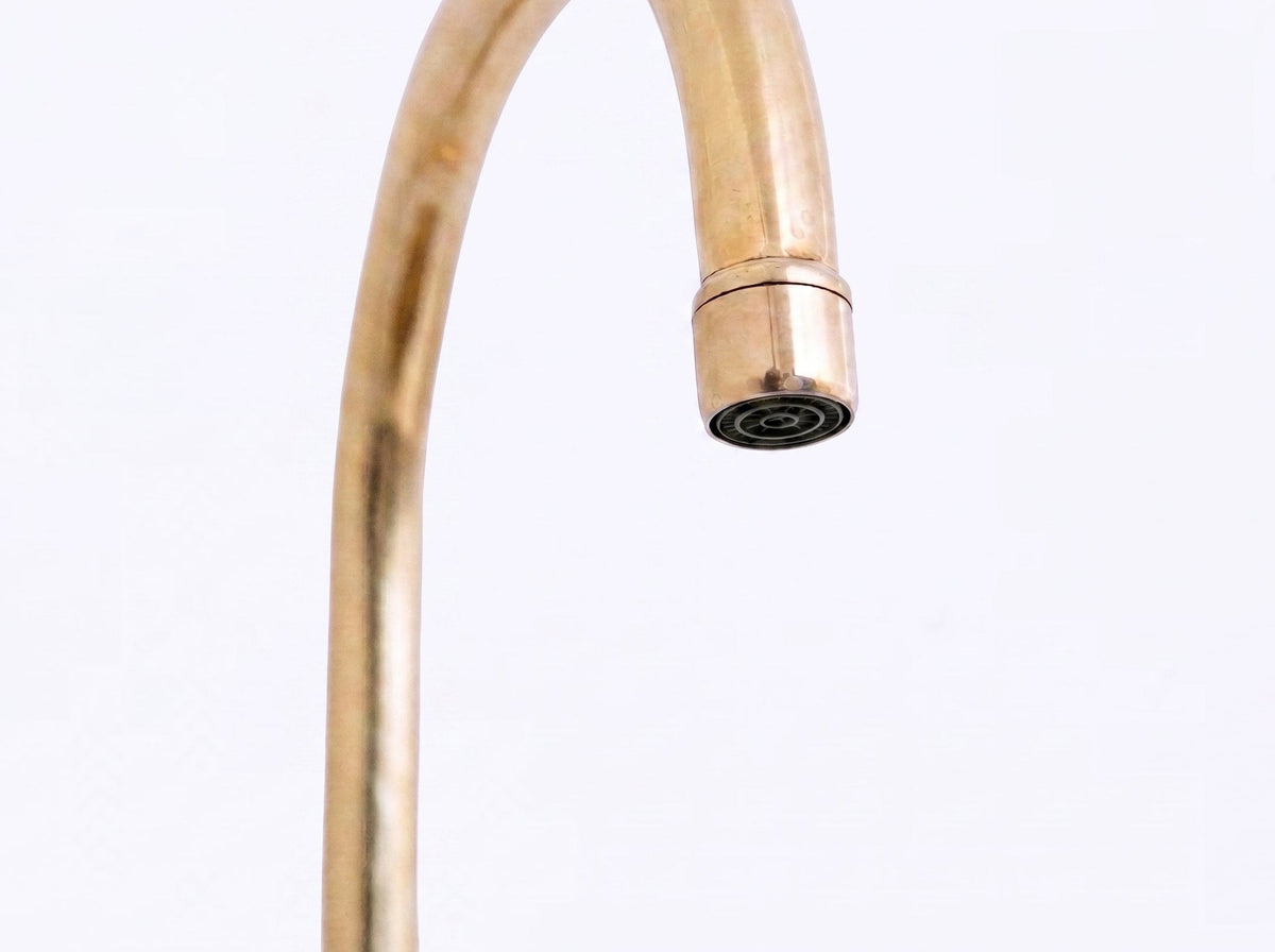 Unlacquered Brass Bridge Kitchen Faucet - Solid Brass Kitchen Tap
