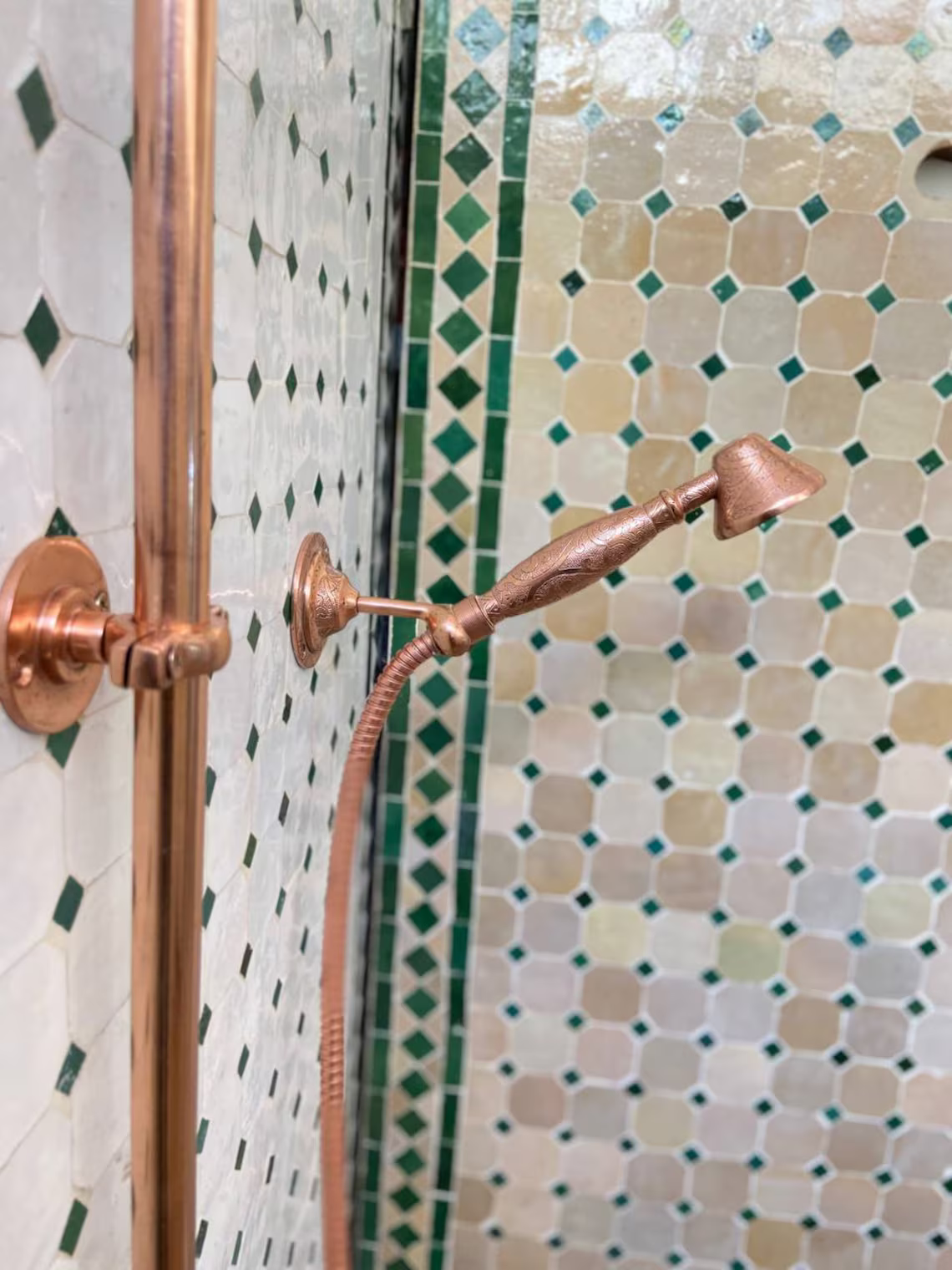 Unlacquered Copper Shower System with Handheld -  Exposed Copper Shower