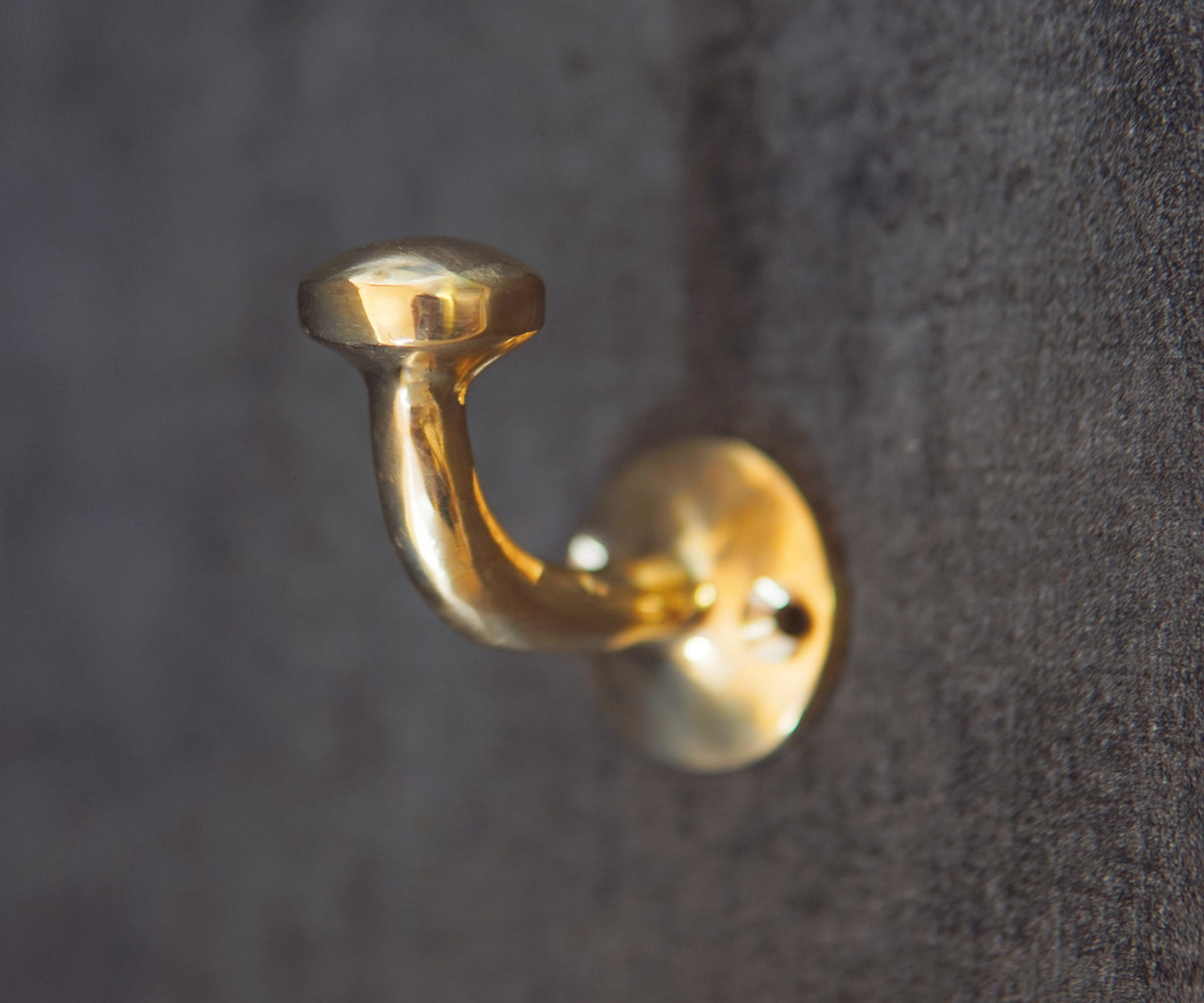Unlacquered Solid Brass Hook, Multi use Hook For Storage