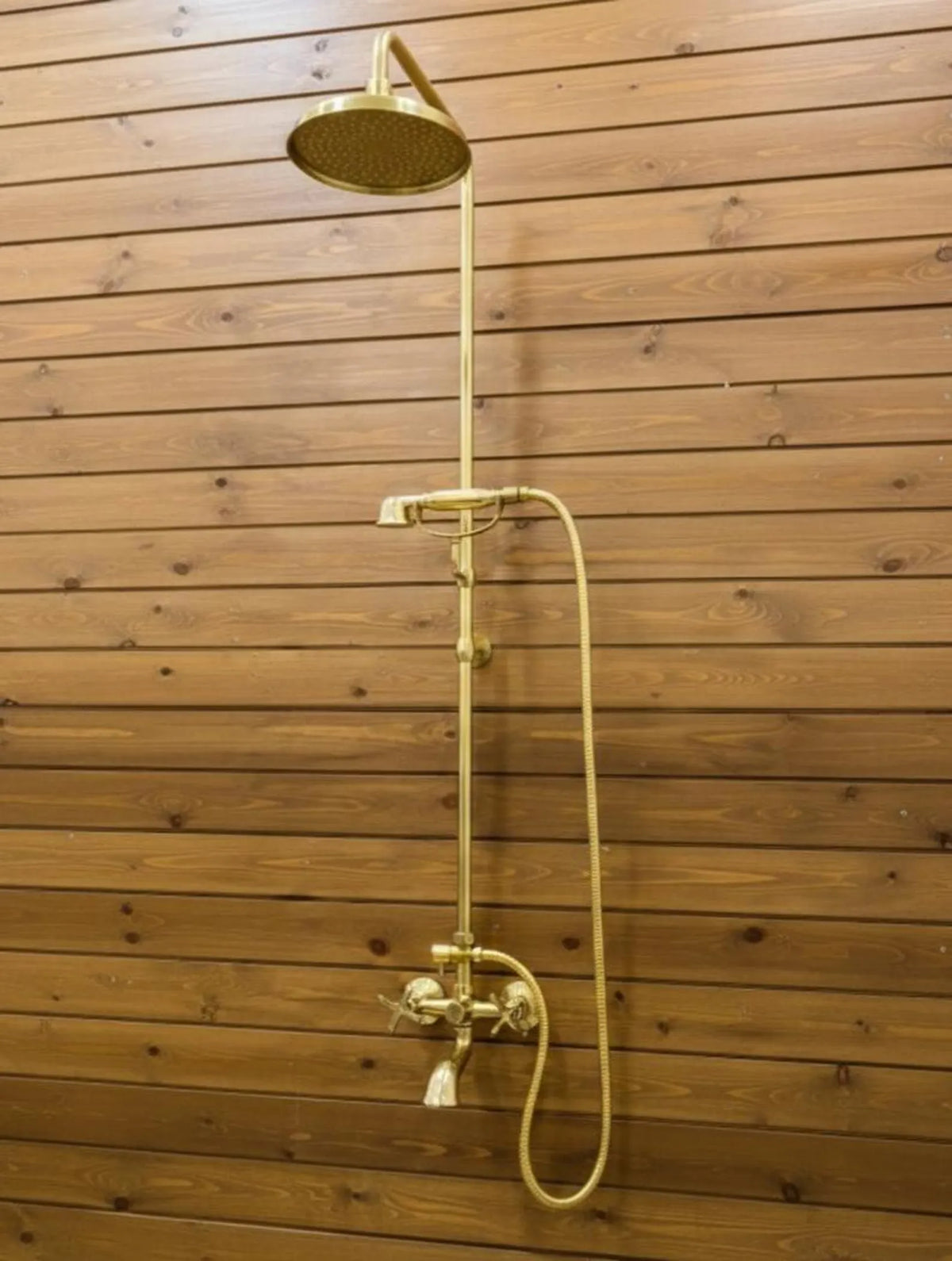 Unlacquered Brass Rainfall Shower System with handheld