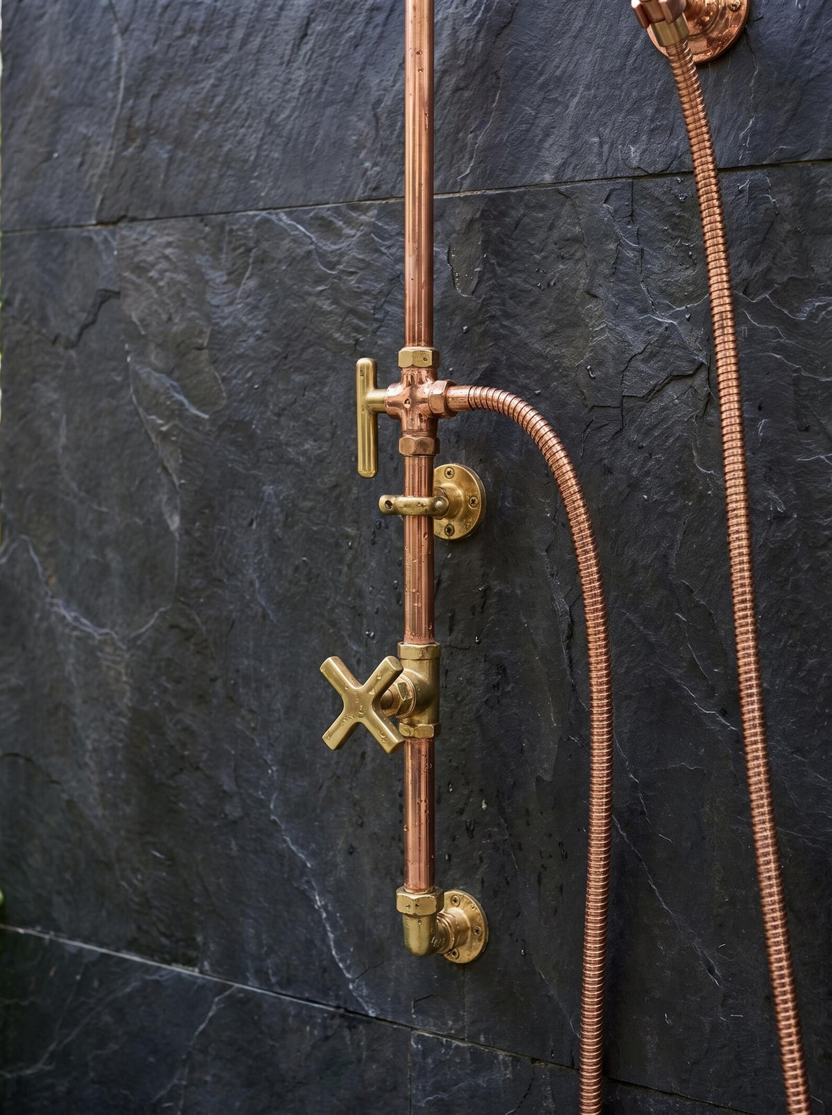 Unlacquered Solid Copper Outdoor System Shower, With or without Handheld.