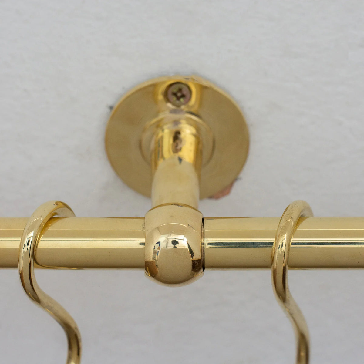 Solid Brass Pot Rail With Hooks, Unlacquered Brass Kitchen Pot Rack, Pot Hangers