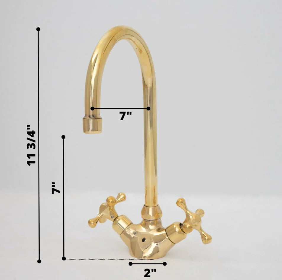 Brass Single Hole Bathroom Faucet, Antique Brass Gooseneck Bathroom Faucet