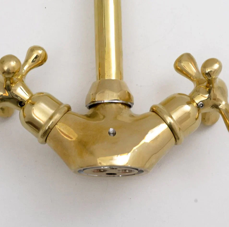 Brass Single Hole Bathroom Faucet, Antique Brass Gooseneck Bathroom Faucet