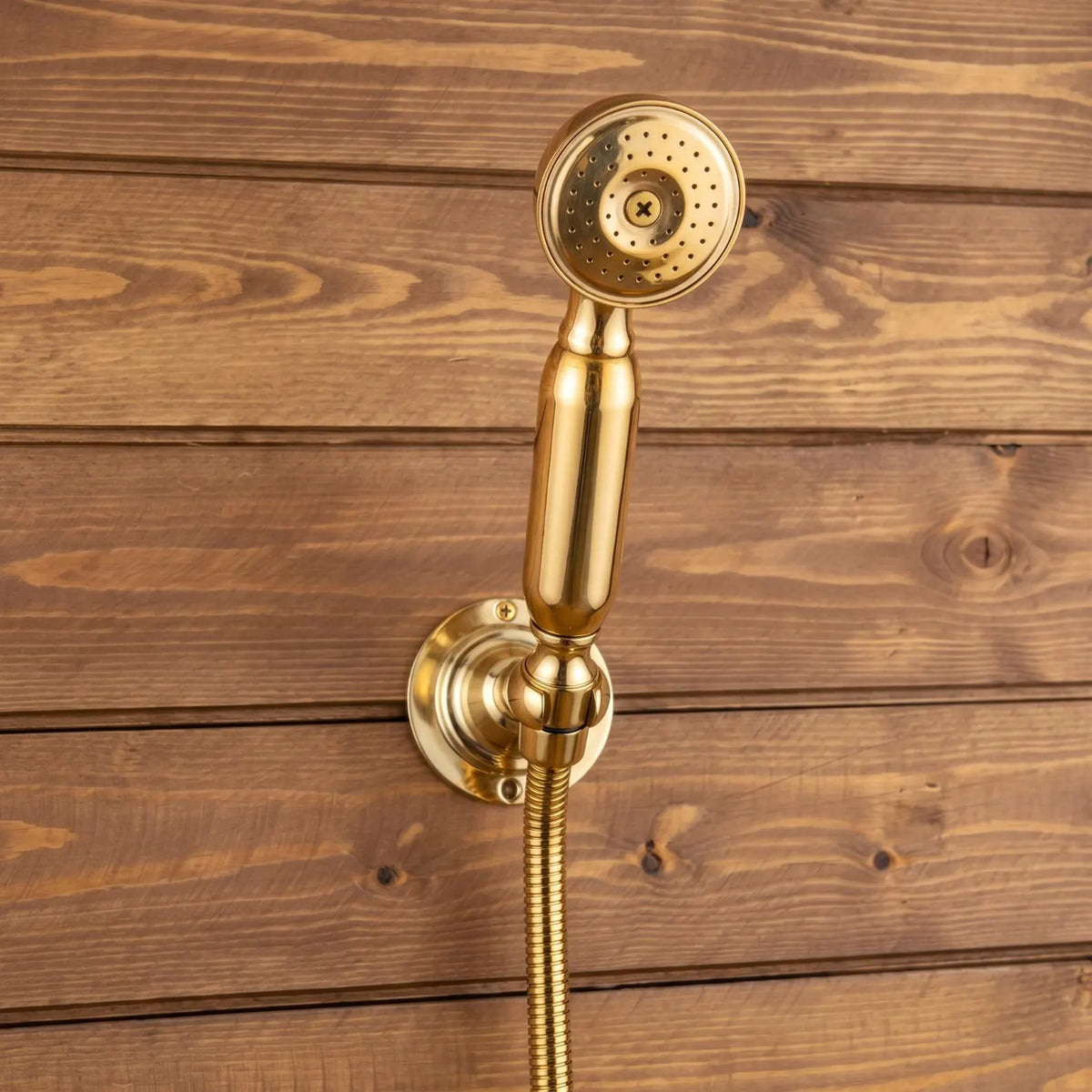 Unlacquered Solid Copper and Solid Brass Outdoor Shower System with Handheld.