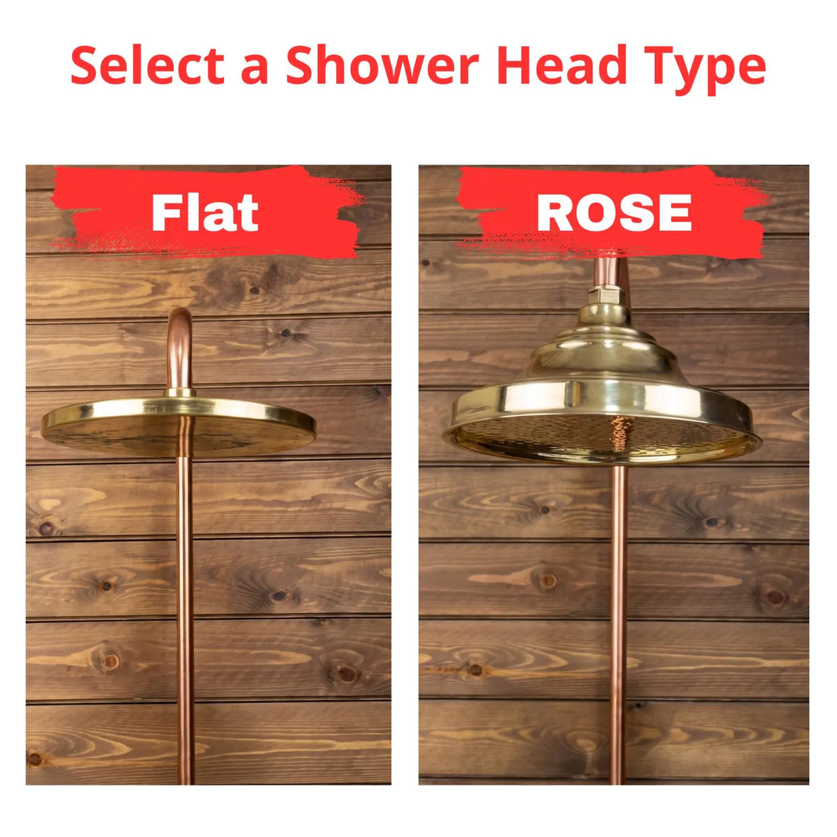 Unlacquered Solid Copper and Solid Brass Outdoor Shower System with Handheld.