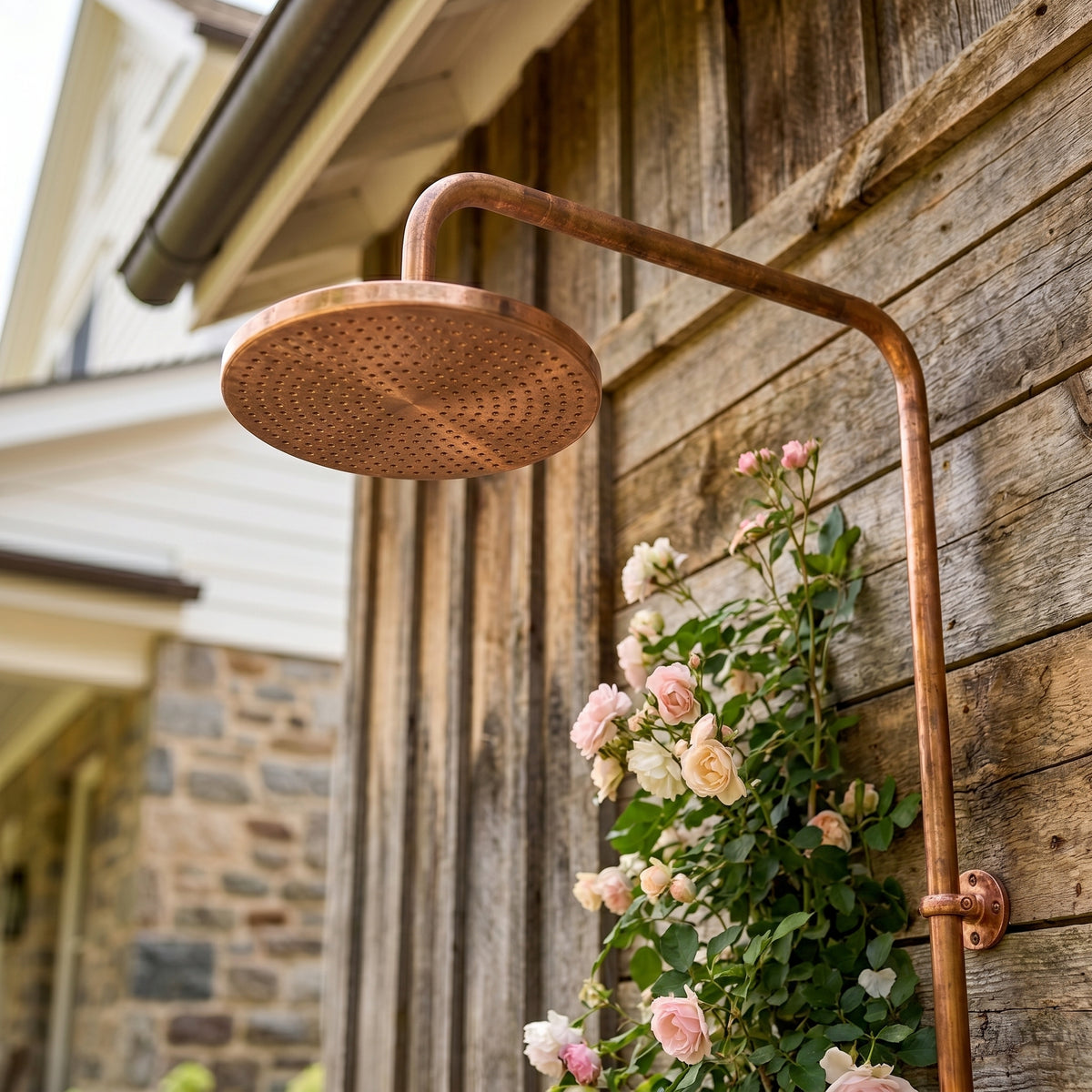 Unlacquered Solid Copper Outdoor System Shower_Outdoor Shower Wall Mount Faucet