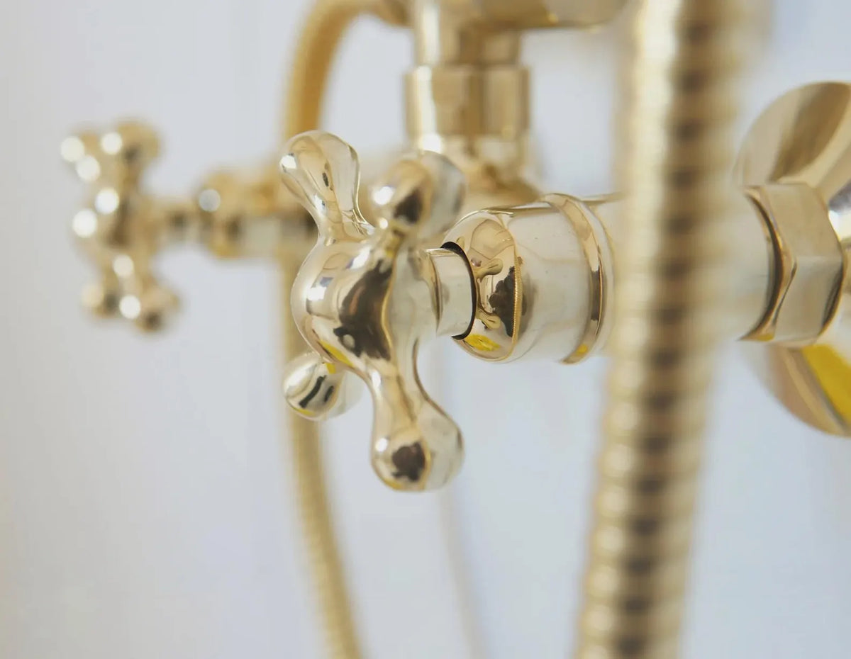 Unlacquered Brass Shower System Set-Rainfall Bathroom Shower Set.