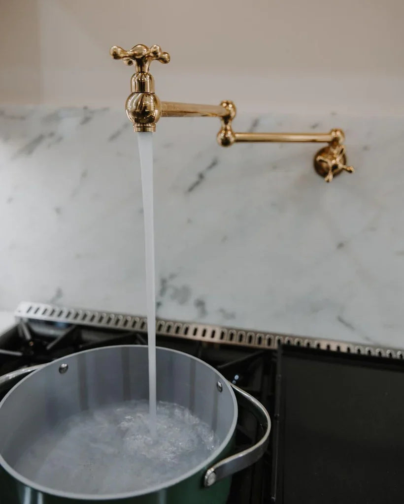 Unlacquered Brass Pot Filler Kitchen Faucet, Stove Pot, Wall Mount Pot Filler