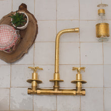 Built In Brass Bathroom Faucet- Hammered Wall Sink Faucet