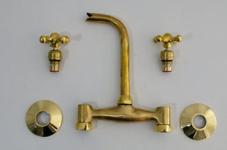 Brass Wall Mount Kitchen Faucet - Antique Brass Kitchen Faucet ISF42