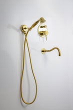 Antique Brass Shower System - Tub Filler With Hand Shower ISH05