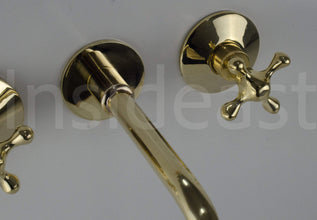 Unlacquered Brass Faucet- Wall Mount Bathroom Sink Faucet