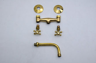 Unlacquered Brass Bathroom Sink Wall Mount Faucet