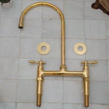 Unlacquered Brass Bridge Kitchen Faucet, 8