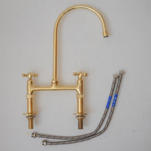 Unlacquered Brass Bridge Kitchen Faucet, 8
